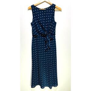 Lauren Ralph Lauren maxi dress polka dot gathered waist blue coastal women 10